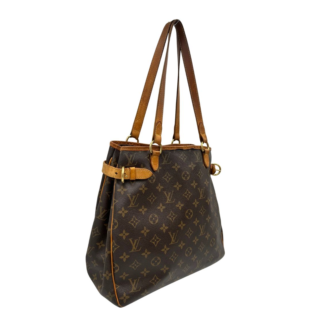 lato Borsa LV in canvas monogram e finiture in vacchetta naturale, di lusso, originale, ottime condizioni, usata.