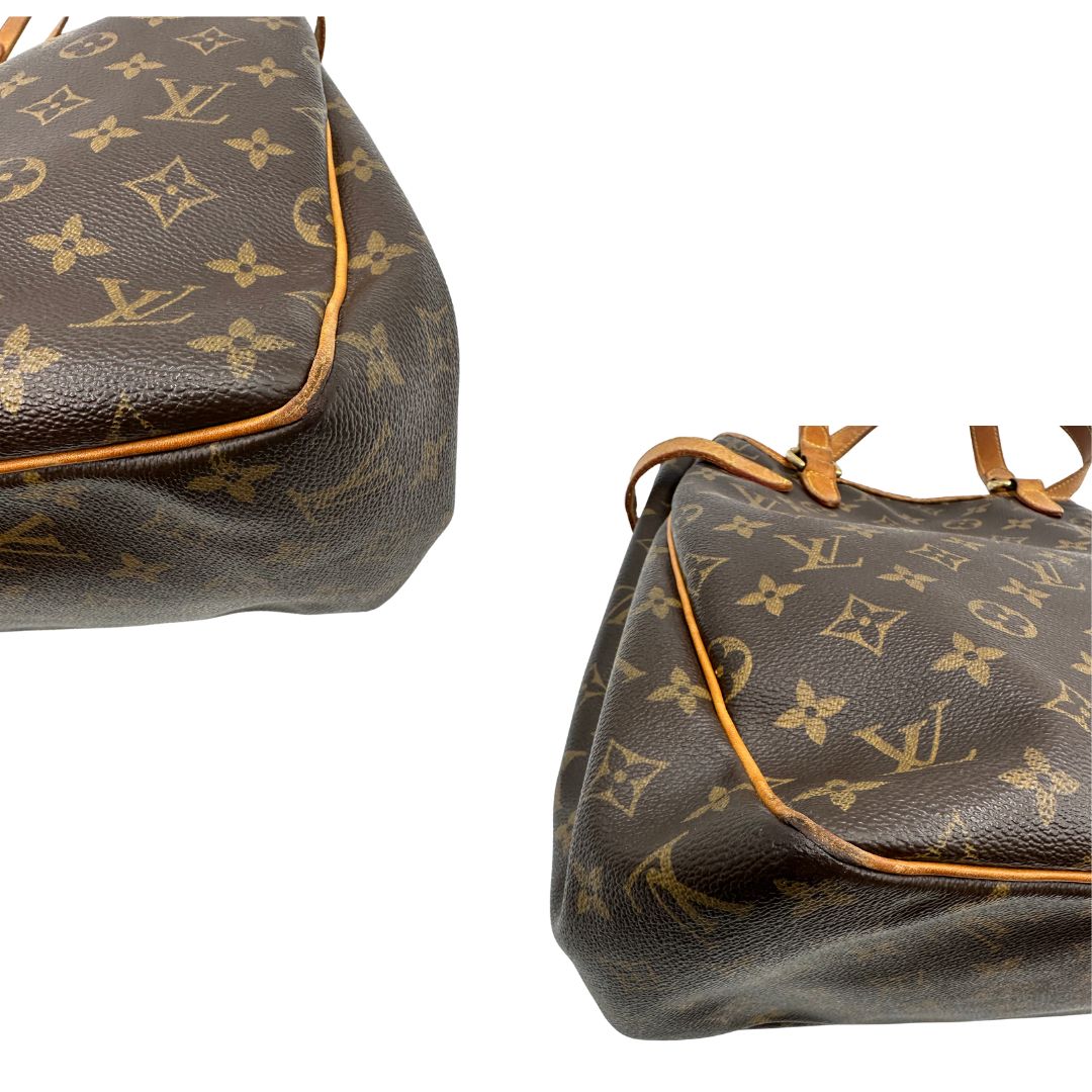 angoli Borsa LV in canvas monogram e finiture in vacchetta naturale, di lusso, originale, ottime condizioni, usata. 