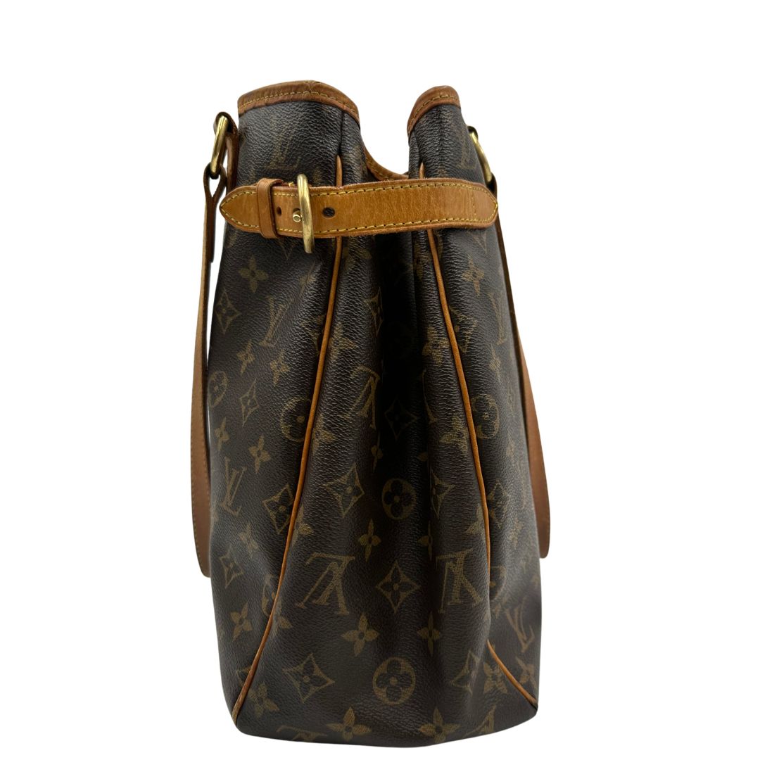 lato Borsa LV in canvas monogram e finiture in vacchetta naturale, di lusso, originale, ottime condizioni, usata. 