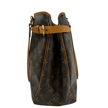 lato Borsa LV in canvas monogram e finiture in vacchetta naturale, di lusso, originale, ottime condizioni, usata. 