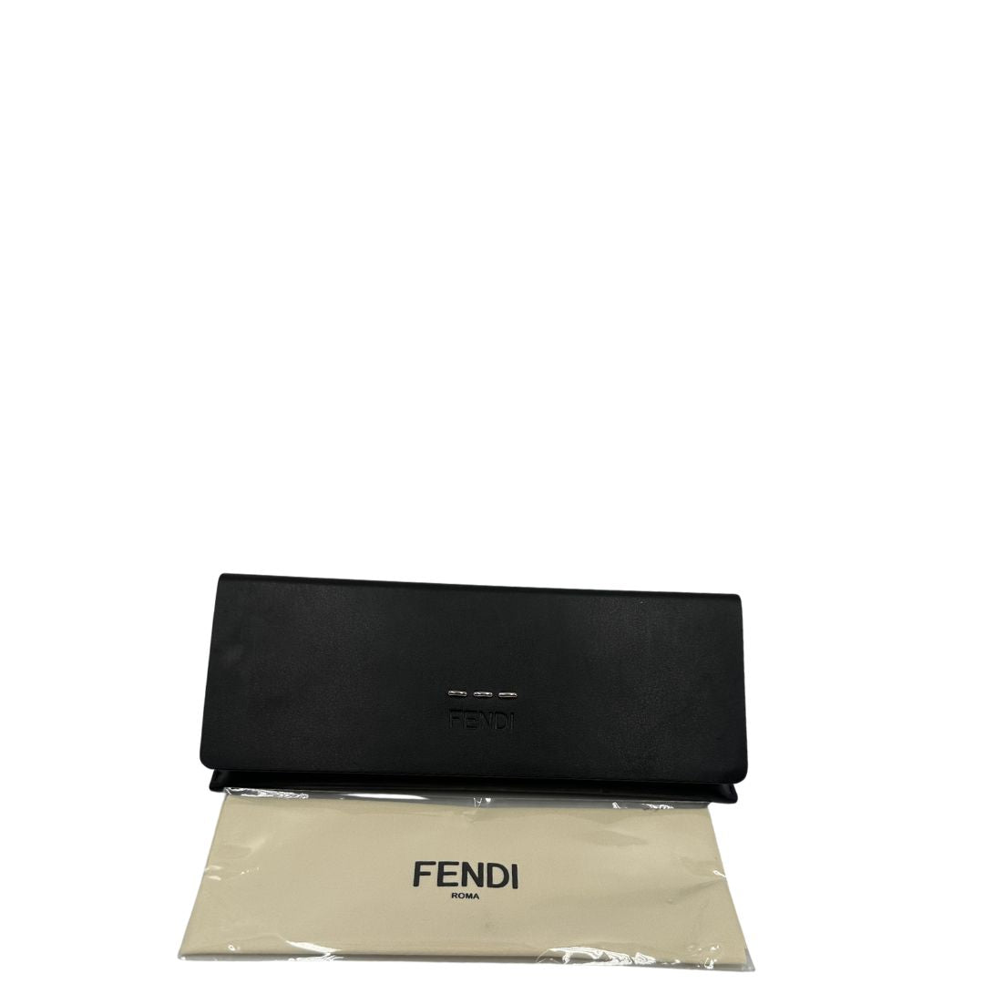 Occhiali Fendi con lenti oversize azzurre e aste dorate, di lusso, originali, ottime condizioni, usati.