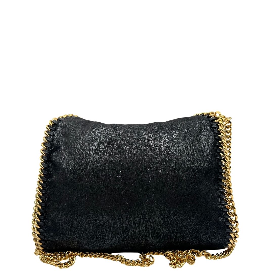 retro Borsa Falabella nera con hardware dorato, nella versione mini, di lusso, originale, ottime condizioni, usata. 