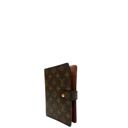 Louis Vuitton Copertina in tela Monogram per agenda media con chiusura a pressione, di lusso, originale, ottime condizioni, usata.