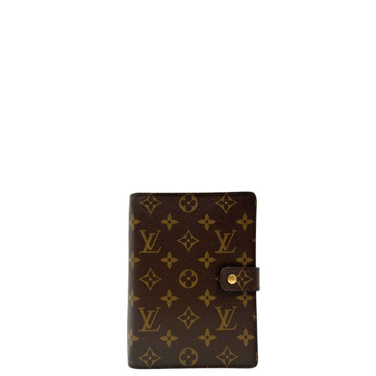 Louis Vuitton Copertina in tela Monogram per agenda media con chiusura a pressione, di lusso, originale, ottime condizioni, usata.