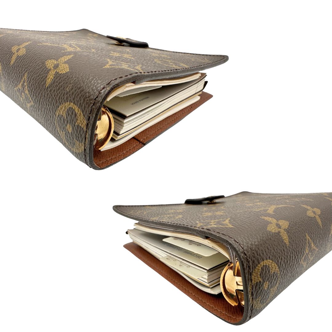 Louis Vuitton Copertina in tela Monogram per agenda media con chiusura a pressione, di lusso, originale, ottime condizioni, usata.