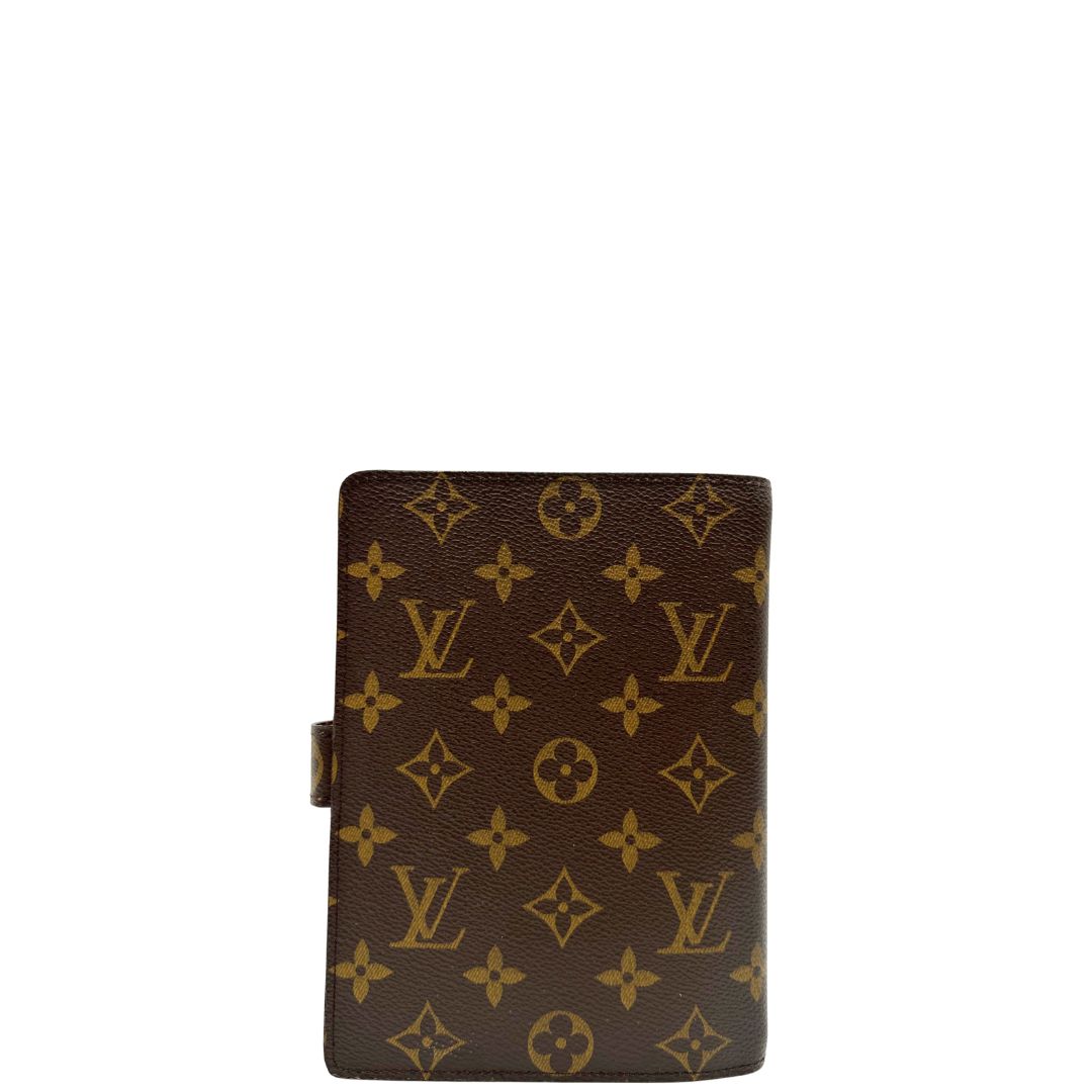 Louis Vuitton Copertina in tela Monogram per agenda media con chiusura a pressione, di lusso, originale, ottime condizioni, usata.