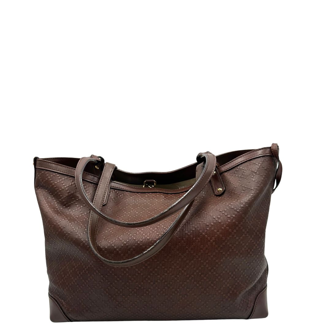 Retro, Borsa Tote Gucci in pelle marrone cioccolato e hardware dorato, indossabile a spalla. Originale, usata, di lusso, in ottime condizioni.