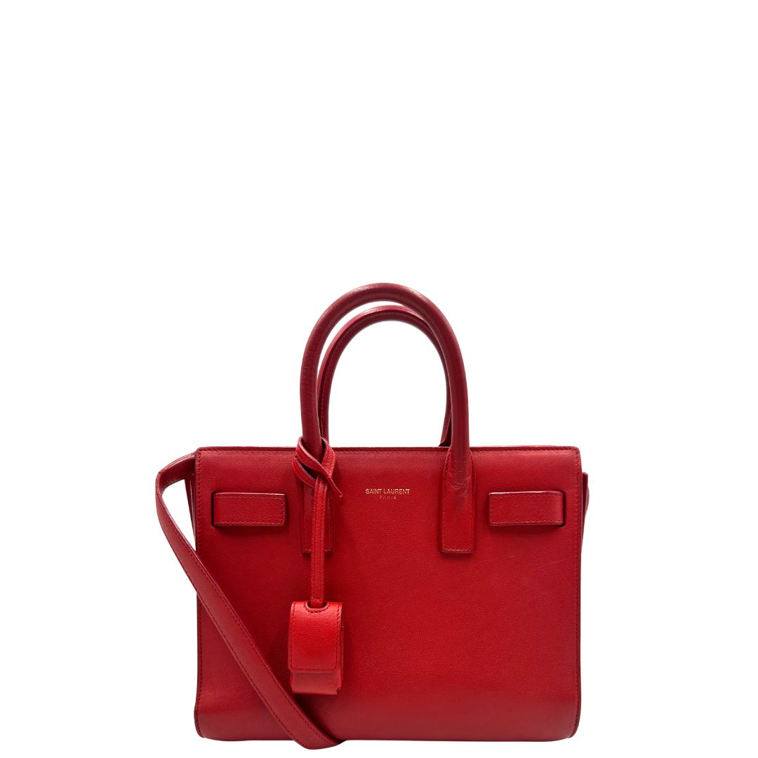 Borsa nano Sac De Jour Saint Laurent in pelle rosso