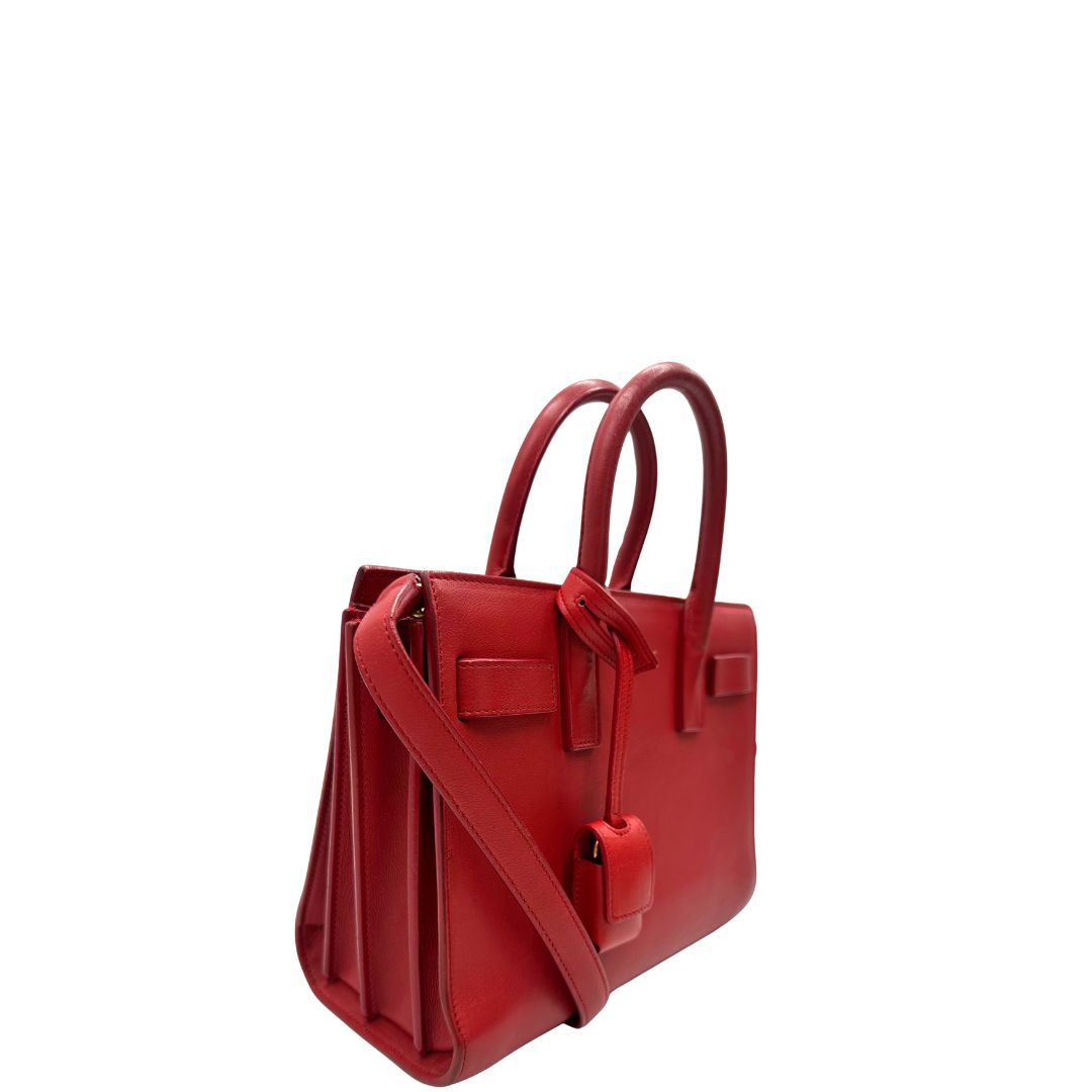 lato Borsa Saint Laurent in pelle rossa, indossabile a tracolla o a mano, di lusso, originale, ottime condizioni. 