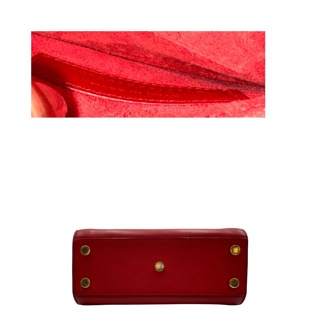base Borsa Saint Laurent in pelle rossa, indossabile a tracolla o a mano, di lusso, originale, ottime condizioni. 