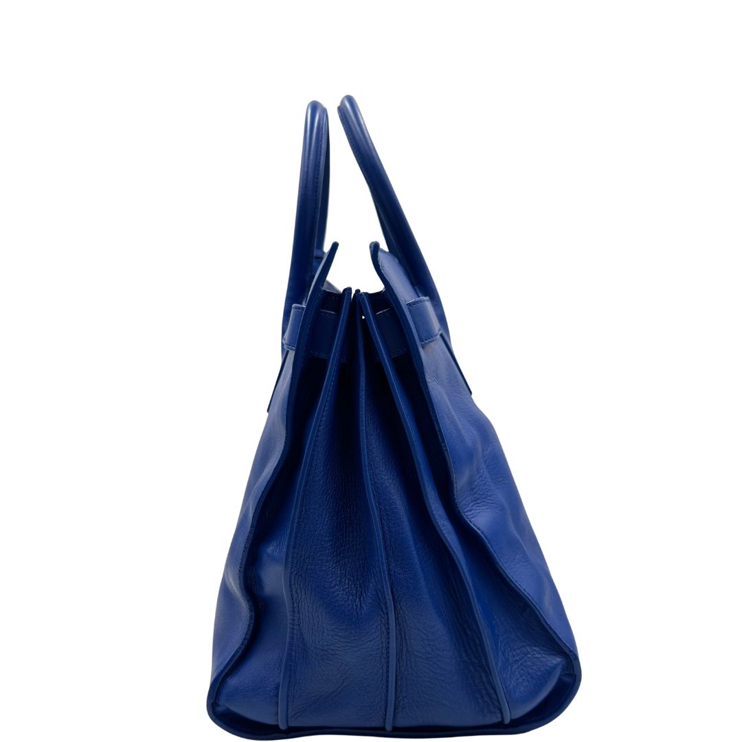 lato Borsa Saint Laurent in pelle blu, da portare a mano, di lusso, originale, ottime condizioni, usata. 