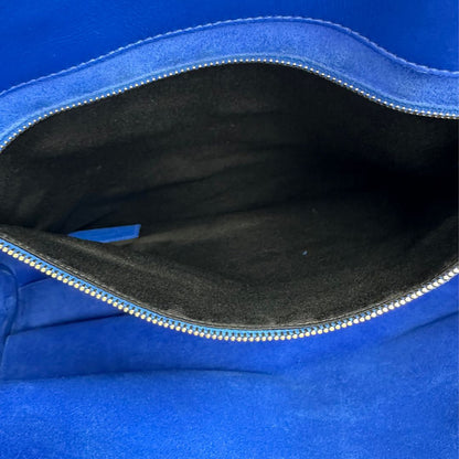 interno Borsa Saint Laurent in pelle blu, da portare a mano, di lusso, originale, ottime condizioni, usata. 