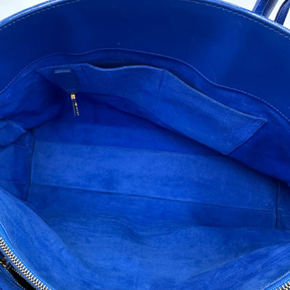 interno Borsa Saint Laurent in pelle blu, da portare a mano, di lusso, originale, ottime condizioni, usata. 
