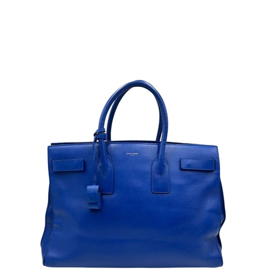 front Borsa Saint Laurent in pelle blu, da portare a mano, di lusso, originale, ottime condizioni, usata. 