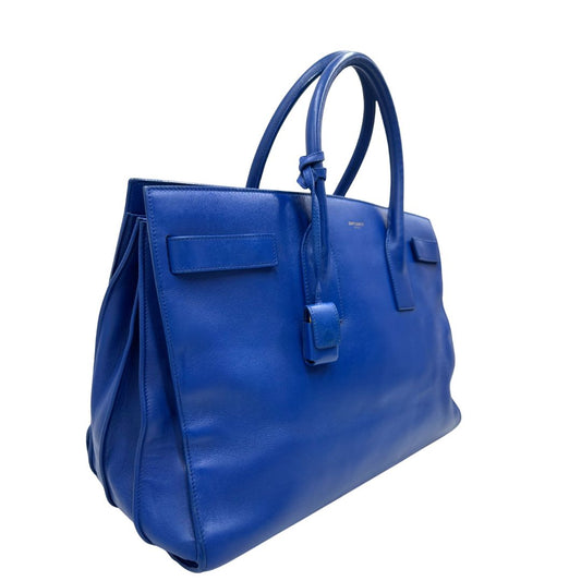 lato Borsa Saint Laurent in pelle blu, da portare a mano, di lusso, originale, ottime condizioni, usata. 