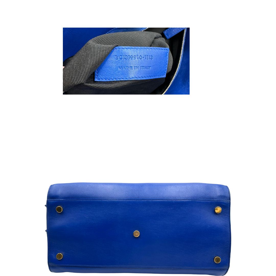 base Borsa Saint Laurent in pelle blu, da portare a mano, di lusso, originale, ottime condizioni, usata. 