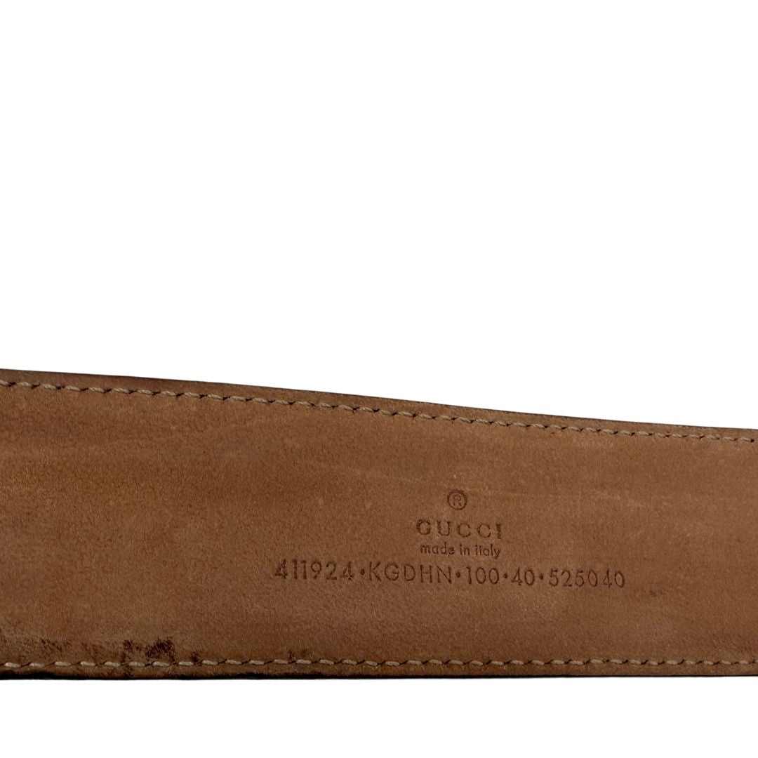  Cintura Gucci GG beige con hardware argentato, di lusso, originale, ottime condizioni.