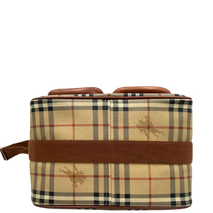 Base, Cartella Burberry in canvas trama tartan con finiture in pelle marroni. Originale, usata, di lusso, in ottime condizioni.