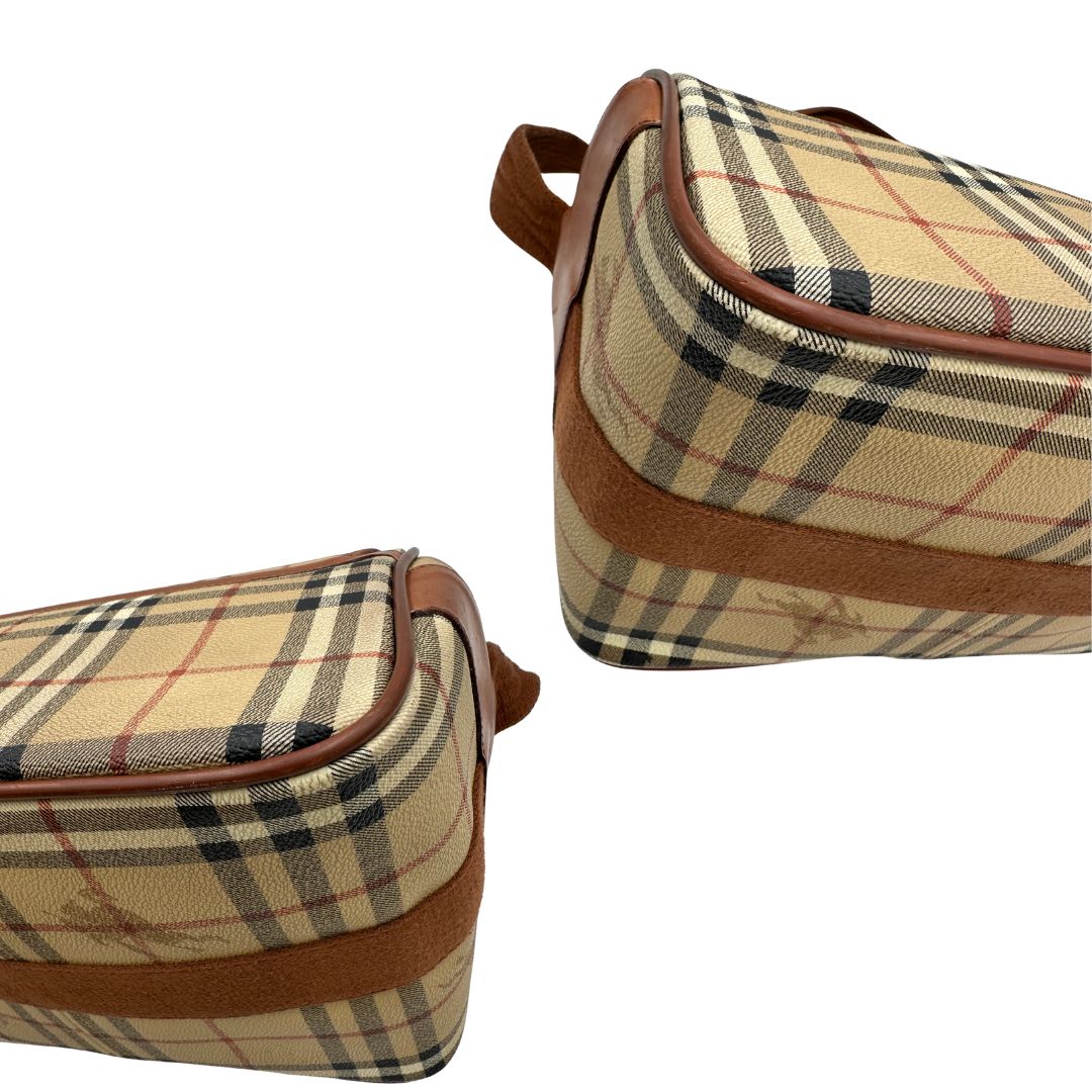 Angoli, Cartella Burberry in canvas trama tartan con finiture in pelle marroni. Originale, usata, di lusso, in ottime condizioni.