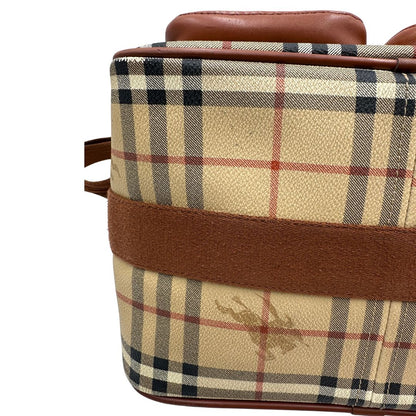 Base, Cartella Burberry in canvas trama tartan con finiture in pelle marroni. Originale, usata, di lusso, in ottime condizioni.