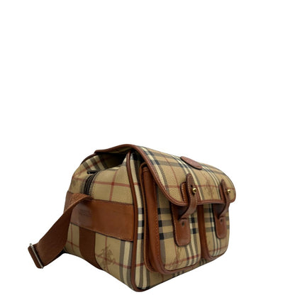 Laterale, Cartella Burberry in canvas trama tartan con finiture in pelle marroni. Originale, usata, di lusso, in ottime condizioni.