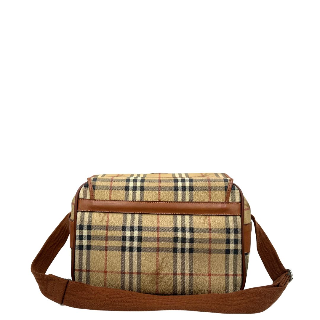 Retro, Cartella Burberry in canvas trama tartan con finiture in pelle marroni. Originale, usata, di lusso, in ottime condizioni.