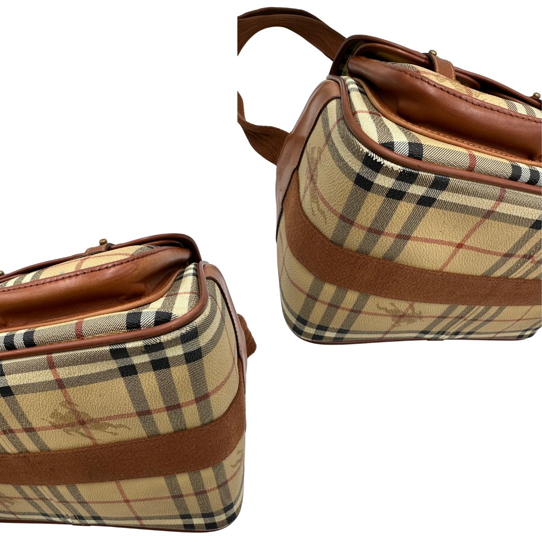 Angoli, Cartella Burberry in canvas trama tartan con finiture in pelle marroni. Originale, usata, di lusso, in ottime condizioni.