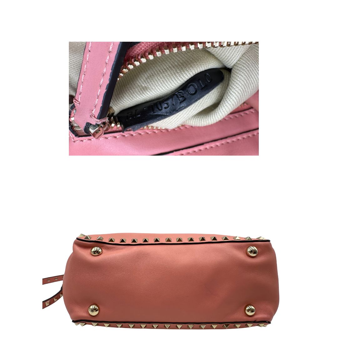 se Borsa V. G. in pelle color rosa salmone impreziosita da borchie piramidali, di lusso, originale, ottime condizioni. 