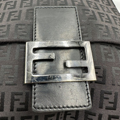   Tracolla Fendi marrone trama Zucchino e finiture in pelle nera, di lusso, originale, ottime condizioni, usata.