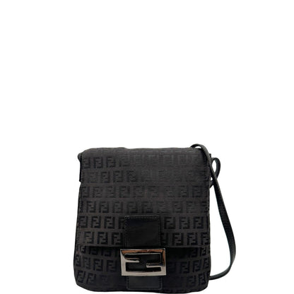 front  Tracolla Fendi marrone trama Zucchino e finiture in pelle nera, di lusso, originale, ottime condizioni, usata. 