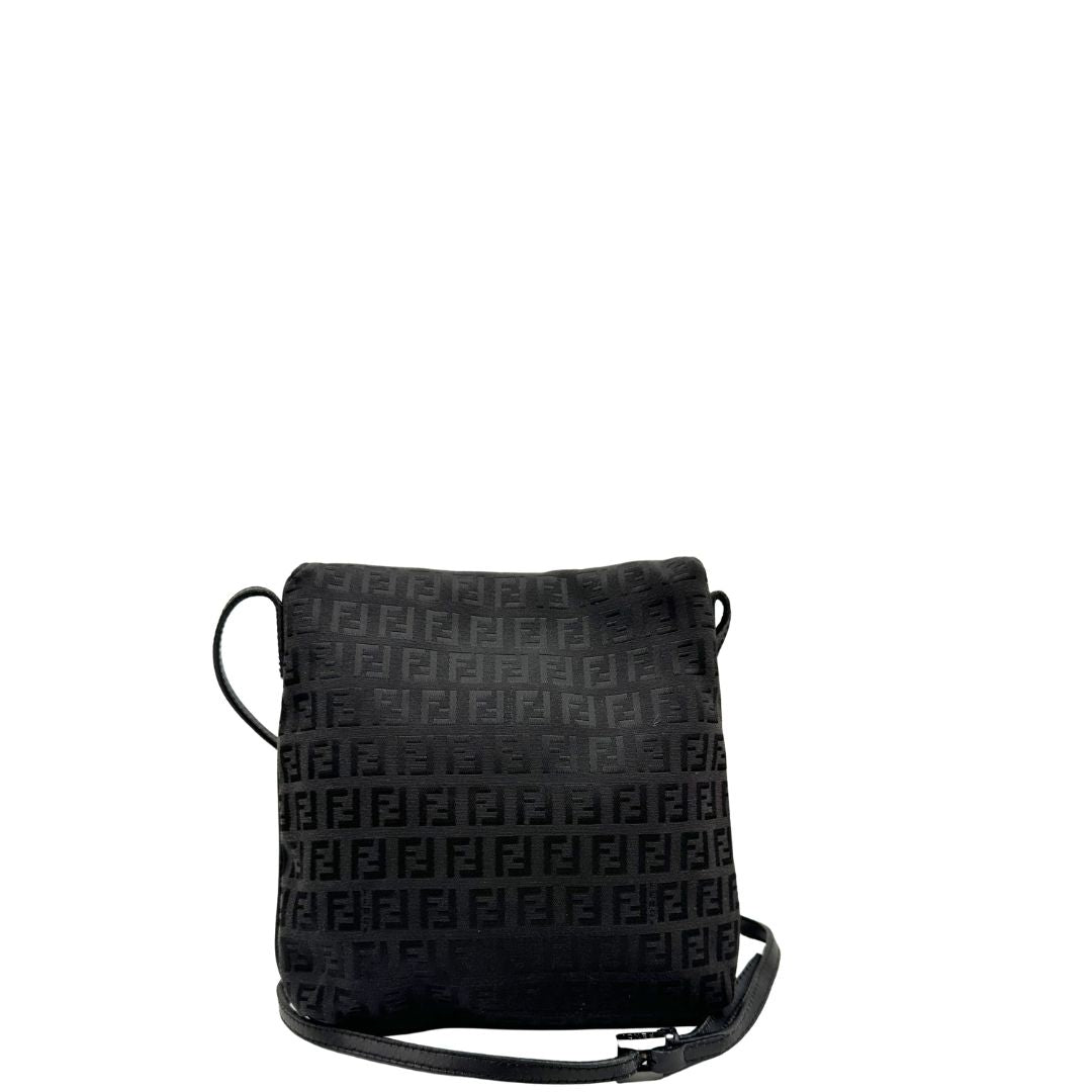 retro  Tracolla Fendi marrone trama Zucchino e finiture in pelle nera, di lusso, originale, ottime condizioni, usata. 