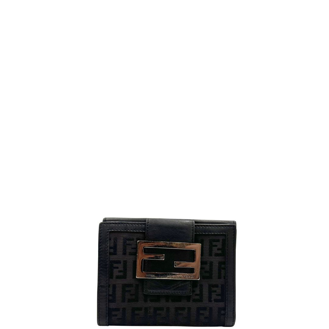 Portafoglio Fendi nero trama Zucchino, di lusso, originale, ottime condizioni, usato