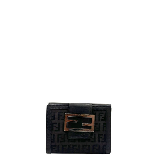 Portafoglio Fendi nero trama Zucchino, di lusso, originale, ottime condizioni, usato