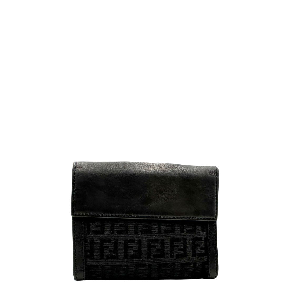 Portafoglio Fendi nero trama Zucchino, di lusso, originale, ottime condizioni, usato