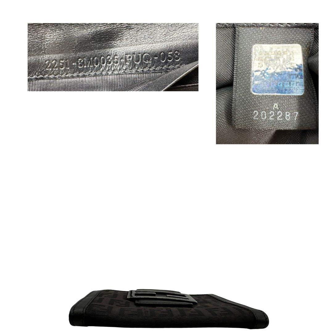 Portafoglio Fendi nero trama Zucchino, di lusso, originale, ottime condizioni, usato