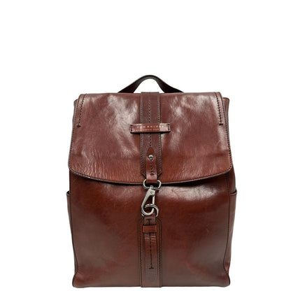 front Zaino The Bridge in pelle marrone, di lusso, originale, ottime condizioni, usato. 