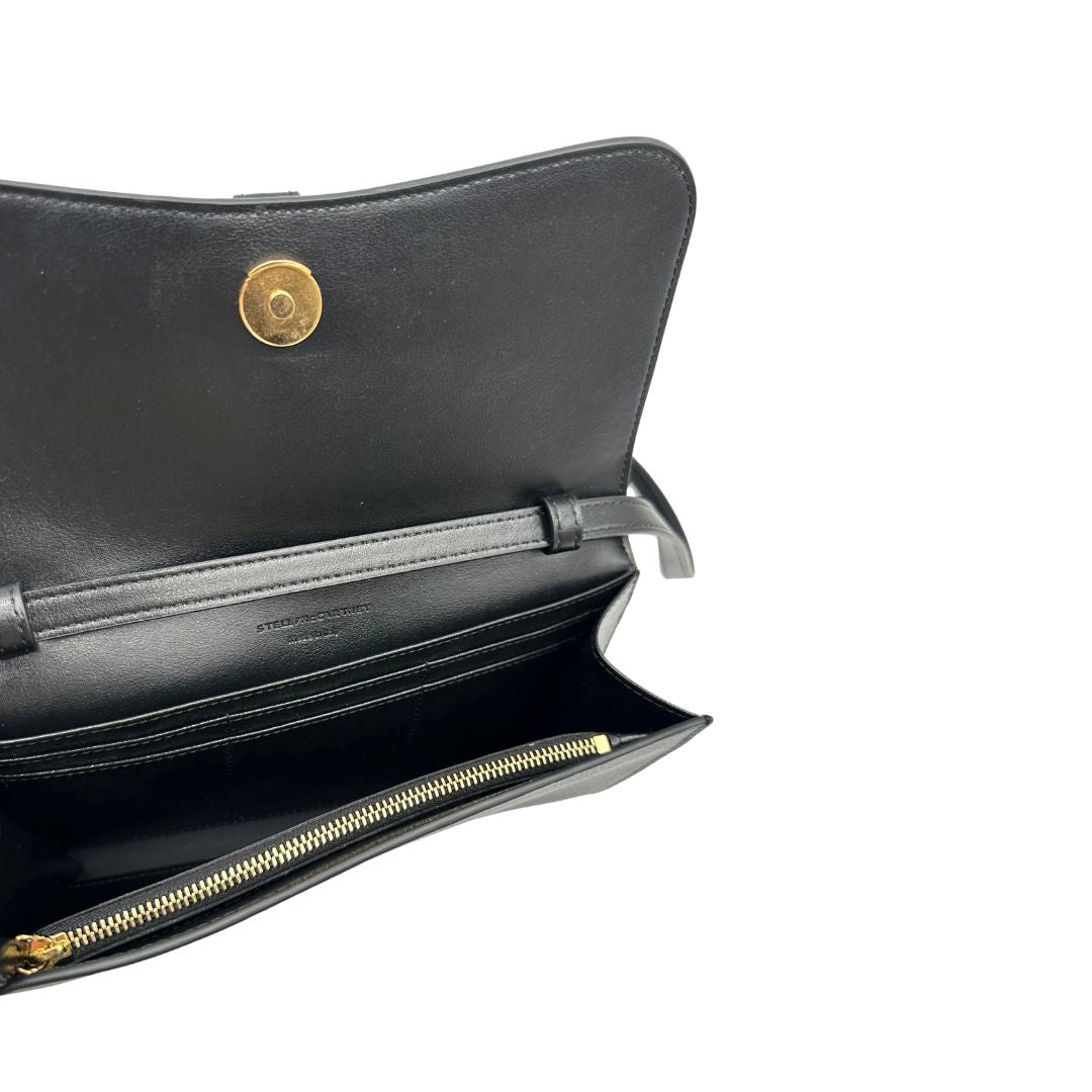 interno  Borsa Stella McCartney in pelle vegana nera, indossabile a mano o a tracolla, di lusso, originale, eccellenti condizioni. 