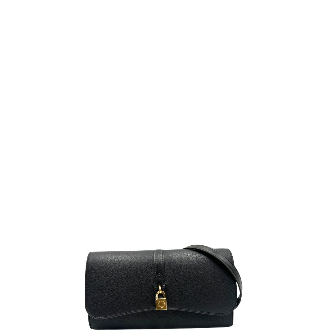 front  Borsa Stella McCartney in pelle vegana nera, indossabile a mano o a tracolla, di lusso, originale, eccellenti condizioni. 