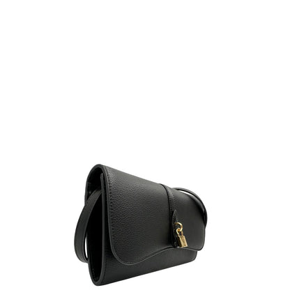 lato  Borsa Stella McCartney in pelle vegana nera, indossabile a mano o a tracolla, di lusso, originale, eccellenti condizioni. 