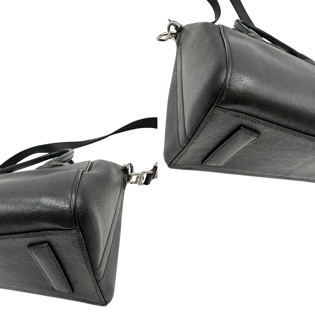 angoli Antigona Givenchy in pelle martellata nera nella misura piccola, di lusso, originale, ottime condizioni, usata. 