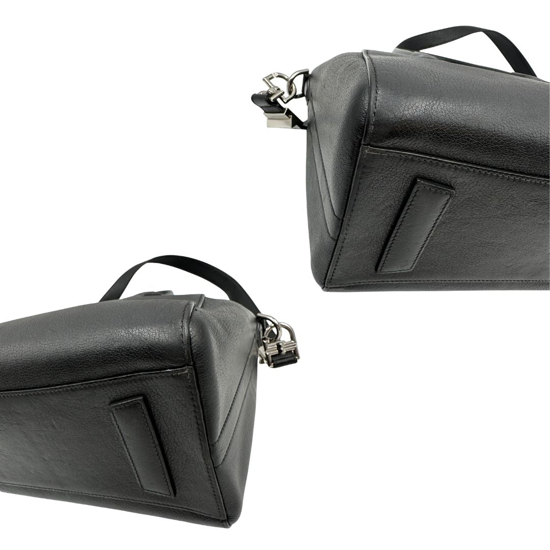 angoli Antigona Givenchy in pelle martellata nera nella misura piccola, di lusso, originale, ottime condizioni, usata. 