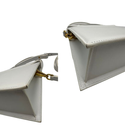 angoli  Borsa Jacquemus Le Chiquito color bianco gesso, di lusso, originale, ottime condizioni, usata. 