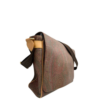 Laterale, Cartella Etro in canvas trama Paisley, indossabile a tracolla. Originale, usata, di lusso, in ottime condizioni.