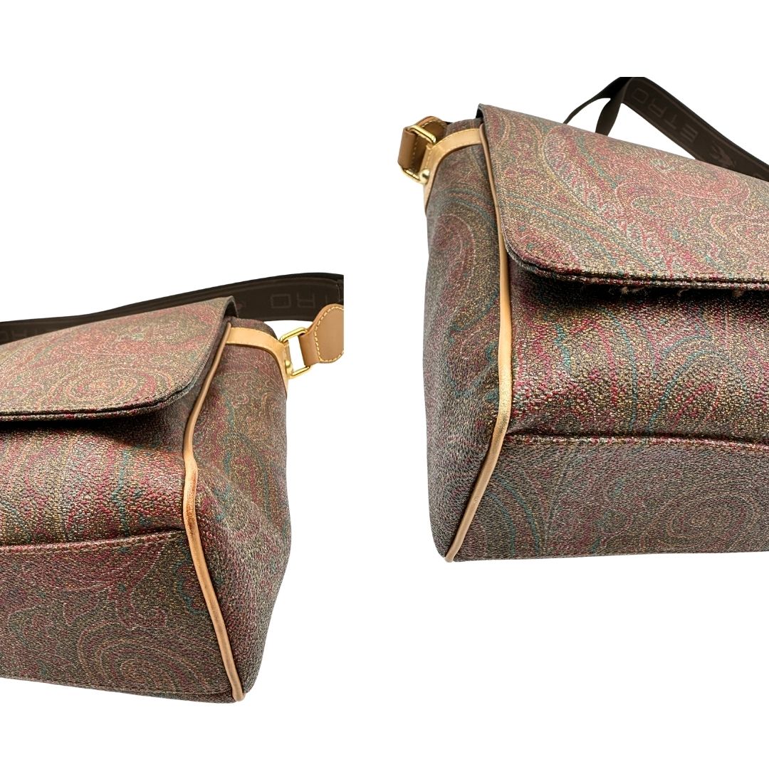Angoli, Cartella Etro in canvas trama Paisley, indossabile a tracolla. Originale, usata, di lusso, in ottime condizioni.