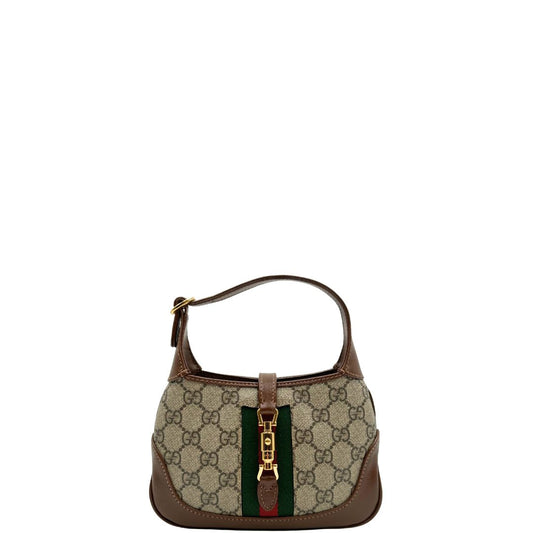 front Borsa Gucci Jackie in canvas GG e pelle marrone, di lusso, originale, eccellenti condizioni 
