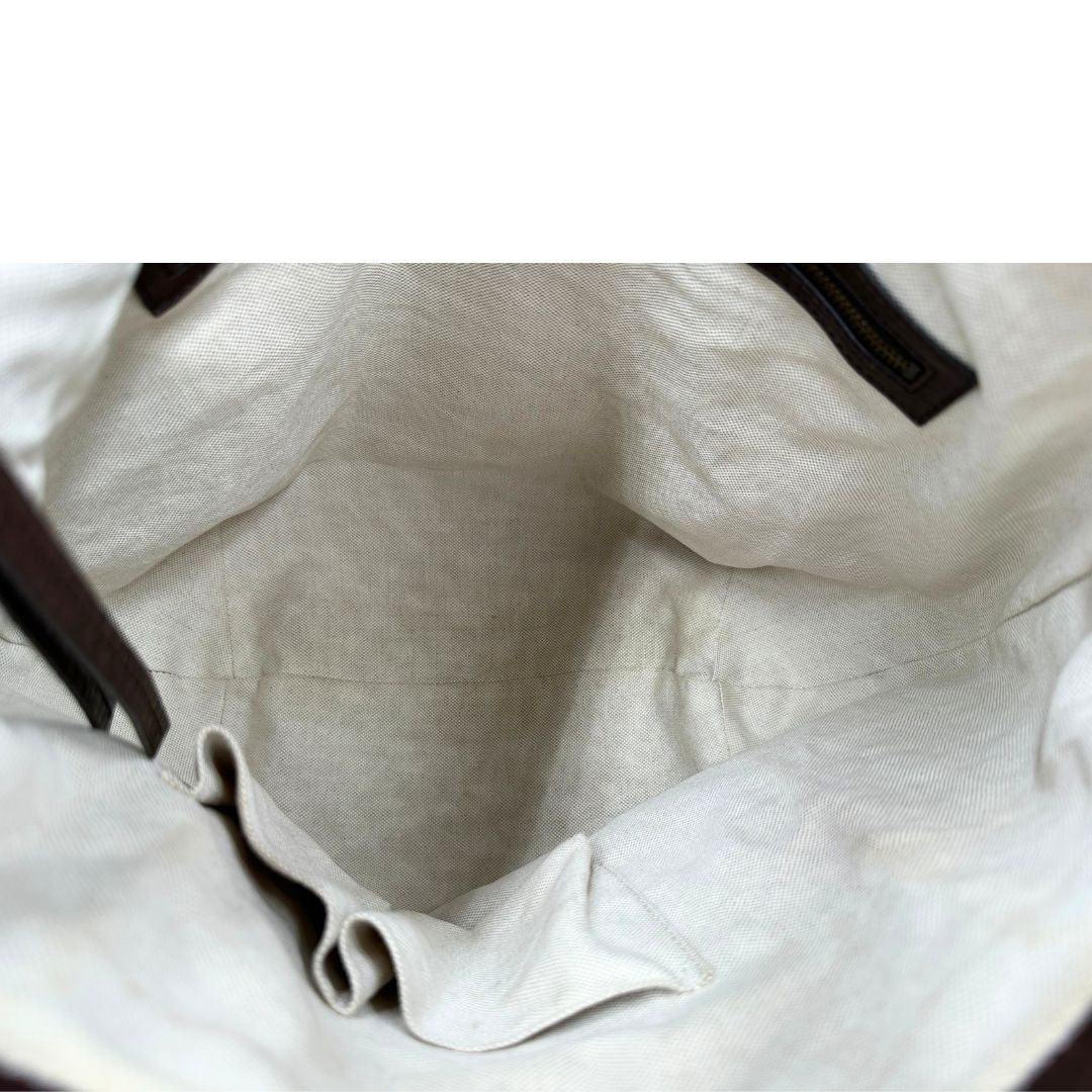 interno interno  Borsa Gucci in tessuto GG e finiture in pelle marrone, di lusso, originale, ottime condizioni, usata.  
