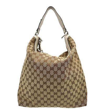 retro Borsa Gucci in tessuto GG e finiture in pelle bianche, di lusso, originale, usata. 