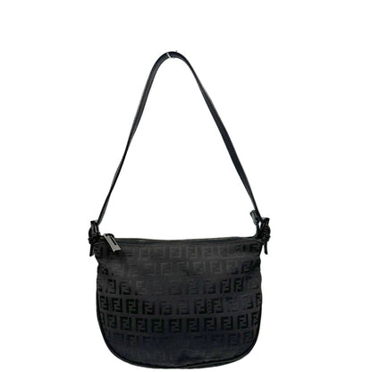 front  Borsa Fendi nera trama Zucchino, di lusso, originale, ottime condizioni, usata. 