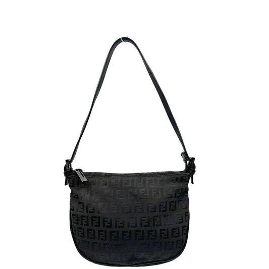 front  Borsa Fendi nera trama Zucchino, di lusso, originale, ottime condizioni, usata. 