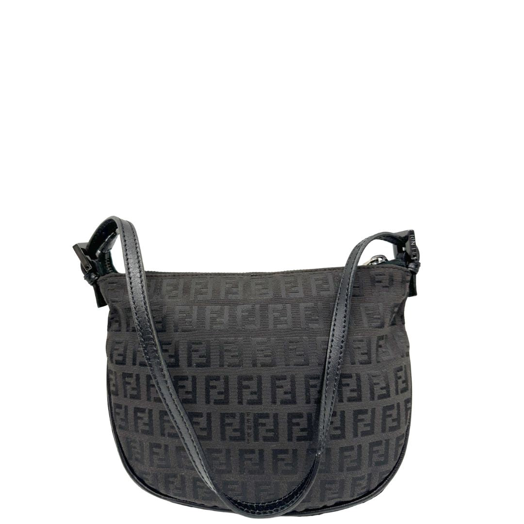 retro  Borsa Fendi nera trama Zucchino, di lusso, originale, ottime condizioni, usata. 